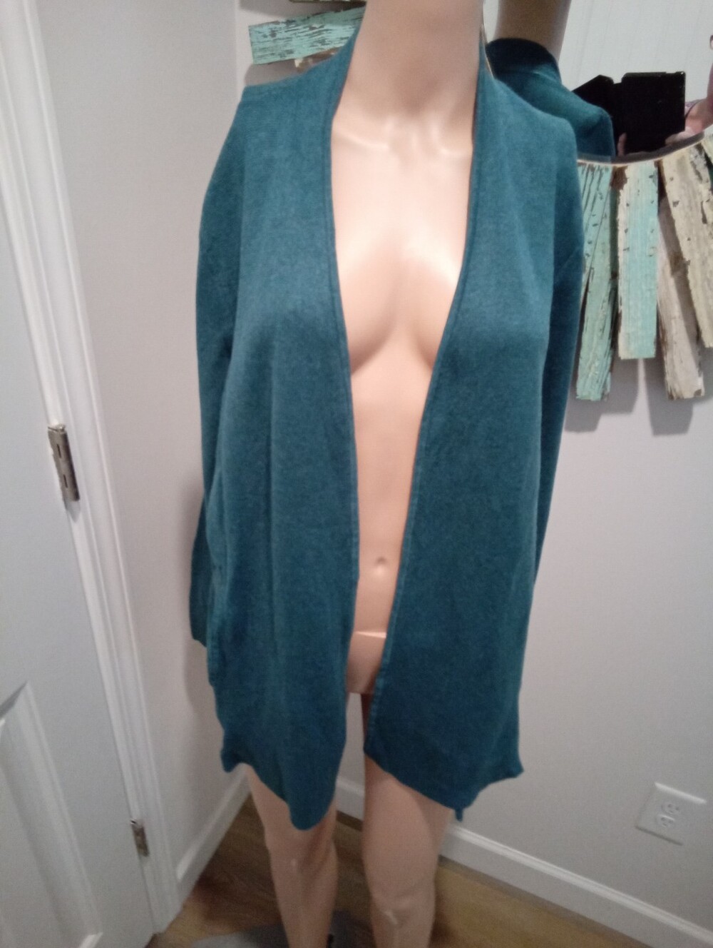 Talbots Size XL Dark Teal Open Cardigan Sweater with Pockets